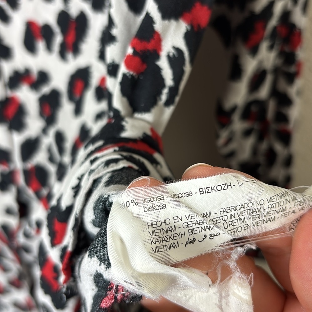 Zara Basic Leopard Button Down Shirt Tunic Burgun… - image 4